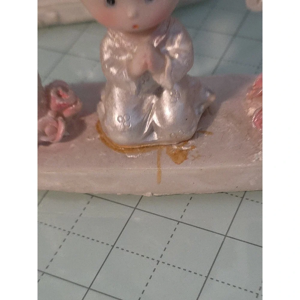 Praying Child Under Arch Baptism Christening With Pink Roses Set‎ Of 5